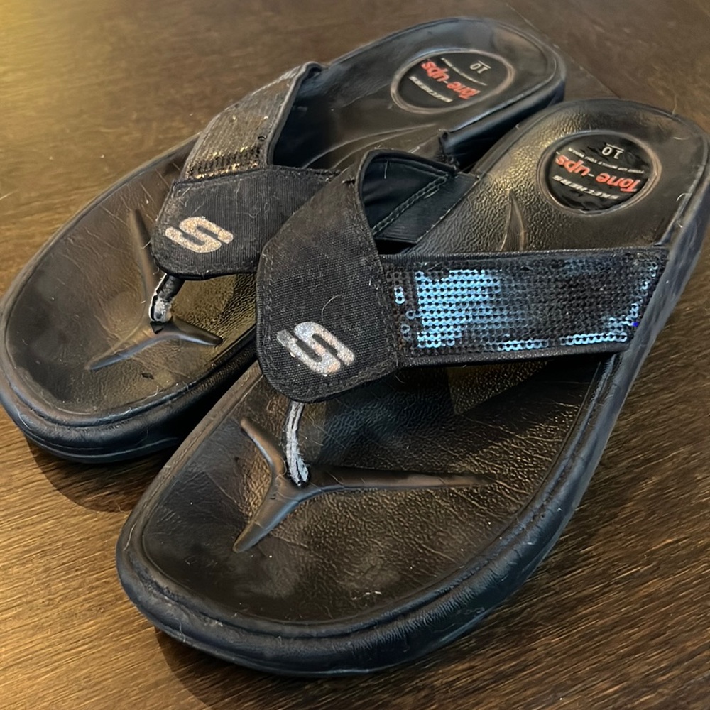 Black sequin sandals